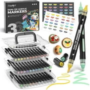 JusArt Automatic Ink Control Acrylic Paint Markers,36 Colors Dual Tip with Broad Tip and Brush Tip Pens for Ceramic, Wood, Canvas, Glass, Stone, Fabric, Rock Painting, DIY Crafts Art Supplies Kit