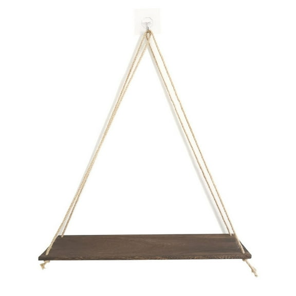 Premium Wood Swing Hanging Rope Wall Mounted Floating Shelves – Plant Flower Pot Indoor Outdoor Decoration Simple Design