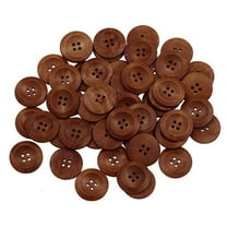 Wooden Buttons, 25mm 4 Hole Round Wood Sewing Button, Brown Color Buttons for DIY Crafts, Sewing Project, Scrapbooking Clothes Accessories, 50 Pcs, 0.98x0.08"