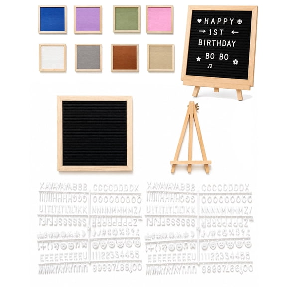 Premium Wooden Felt Letter Board with Stand & 340 Letters Kit Versatile Celebration Prop, Minimalist Message Board For Baby Milestones, Birthdays And Cafe Decor