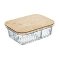 thumbnail image 1 of Premium Wooden Lid Glass Lunch Box – Sealed Rectangular Food Container with Silicone Ring, Microwave Safe, Reusable, Eco-Friendly for Meal Prep and Storage, 1 of 5