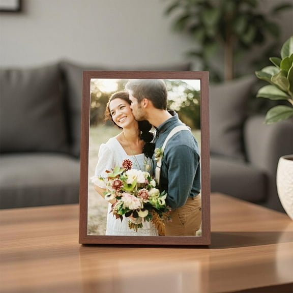 Wood 5x7 Picture Frames, Horizontal and Vertical Display Tabletop or Wall Hanging Photo Frame for Family Wedding Memories, Durable Wooden Frame with Easy Photo Insertion