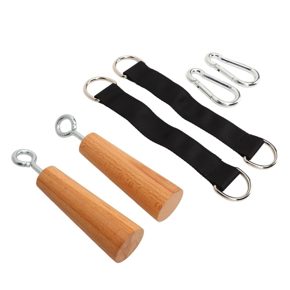Premium Wooden Pull Up Grips and Finger Strength Trainer with Stainless Steel Buckles for Home Gym Upper Body Core Workout Equipment Set, 10.24 inches / 26 cm
