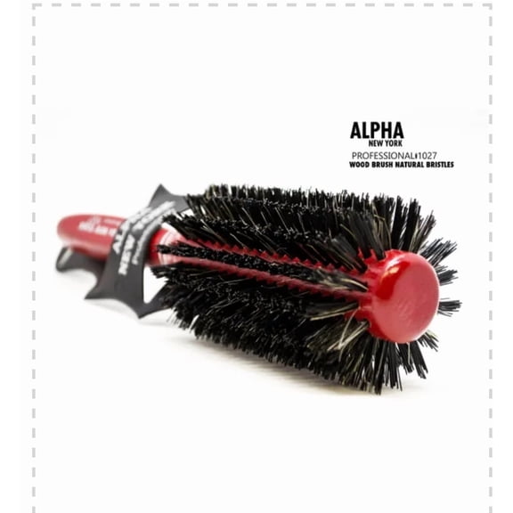 Premium Wooden Round Hairbrush for Professional Styling #1026 Alpha New York