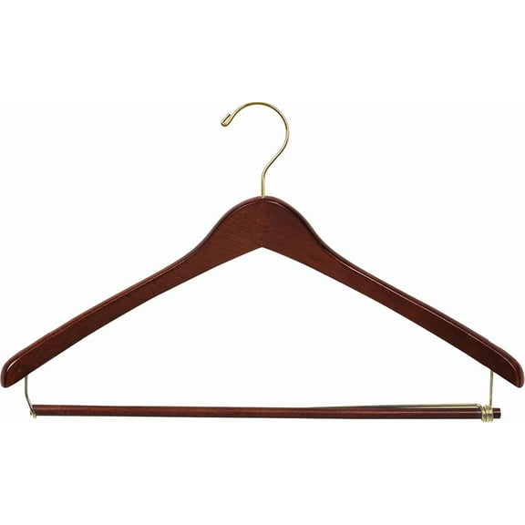 Premium Wooden Suit Hangers 25 Pack, Smooth Solid Wood Coat Hanger with Locking Bar Walnut Finish