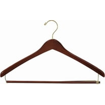 Premium Wooden Suit Hangers 50 Pack, Smooth Solid Wood Coat Hanger with Locking Bar Walnut Finish