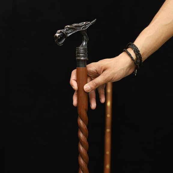Premium Wooden Walking Stick – Antique Copper Handle | Handcrafted Gentleman’s Cane