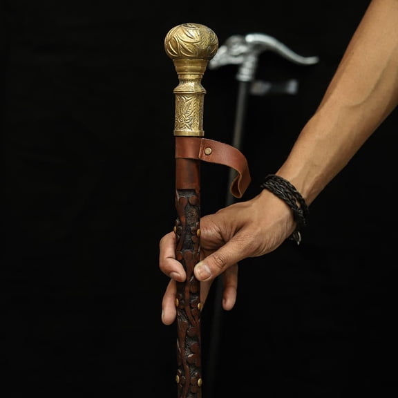 Premium Wooden Walking Stick – Antique Copper Handle | Handcrafted Gentleman’s Cane