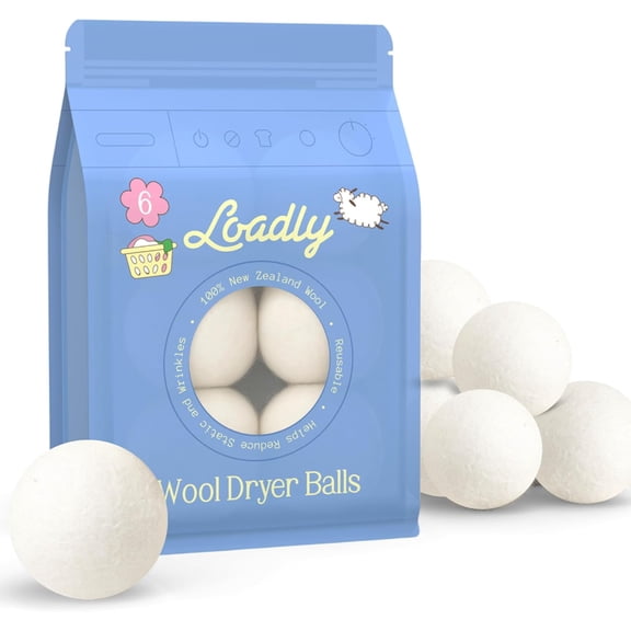 Premium Wool Dryer Balls XL 6-Pack, 100% New Zealand Wool, Organic & Reusable, Natural Fabric Softener Alternative, Reduces Static, Wrinkles & Drying Time