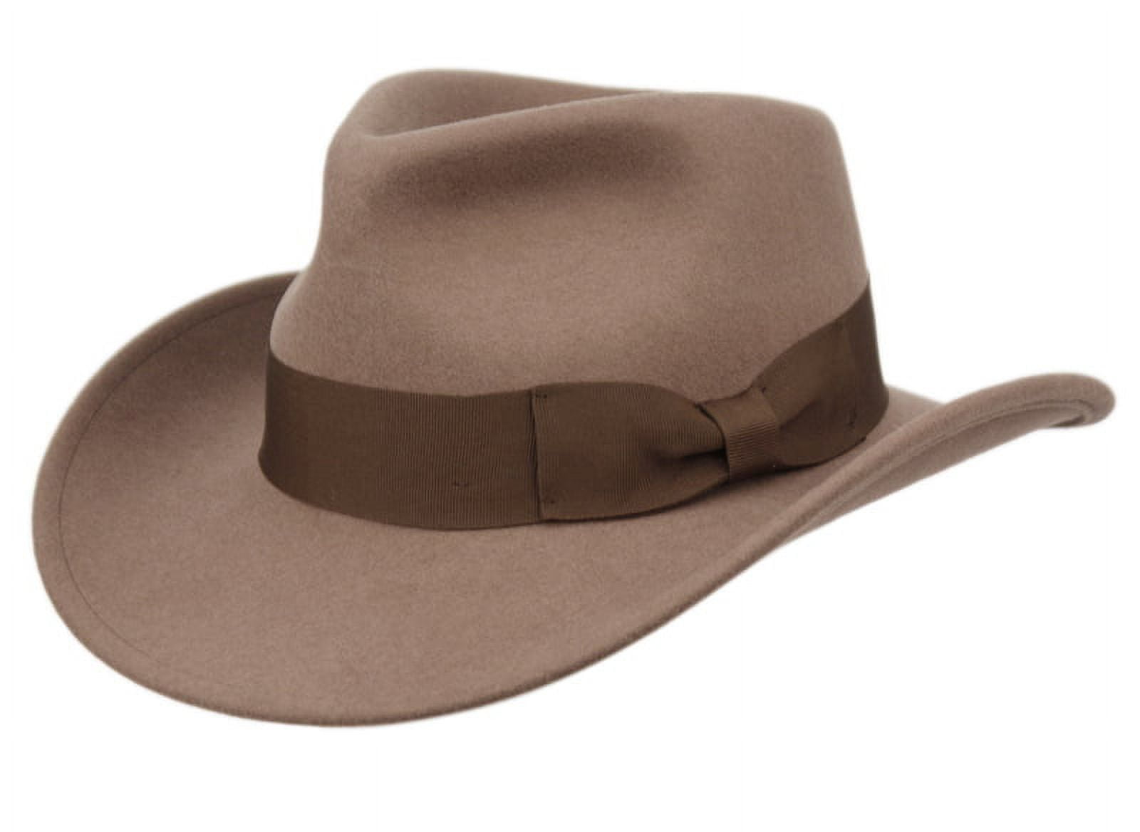 Premium Wool Felt Indiana Jones Crushable Fedora Hat w/Grosgrain