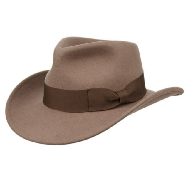 Premium Wool Felt Indiana Jones Crushable Fedora Hat w/Grosgrain Band Cowboy Hat