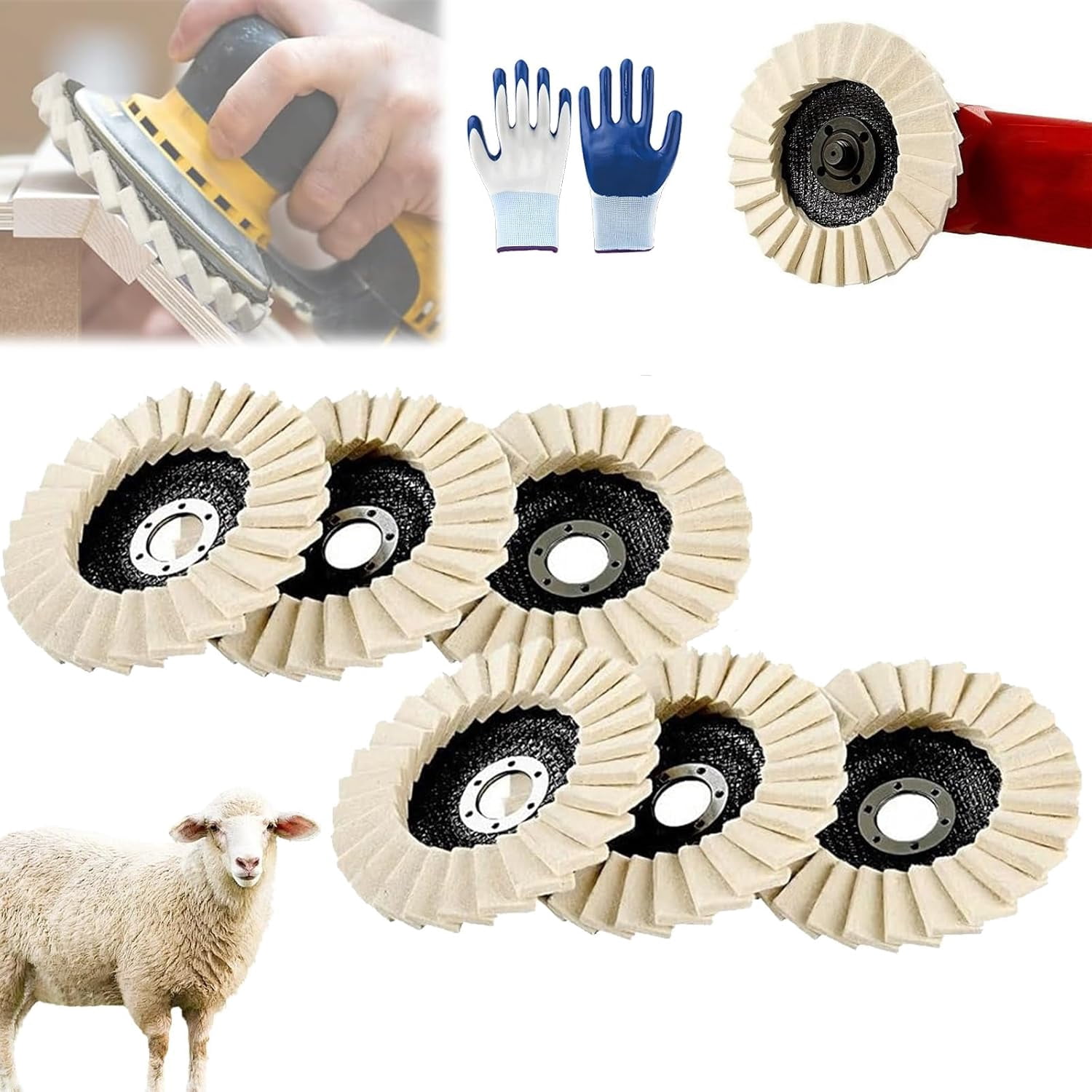Premium Wool Felt Polishing Flap Disc for Angle Grinders, 4.5/4.9in ...