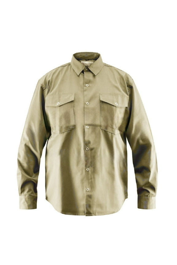 Premium Work/Casual Wear Shirt – Full Sleeve - 65/35 Blend – 6 oz (Small, Khaki)