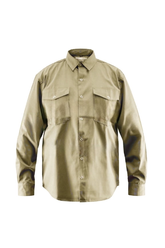 Premium Work/Casual Wear Shirt Full Sleeve - 65/35 Blend 6 oz (Small, Khaki)