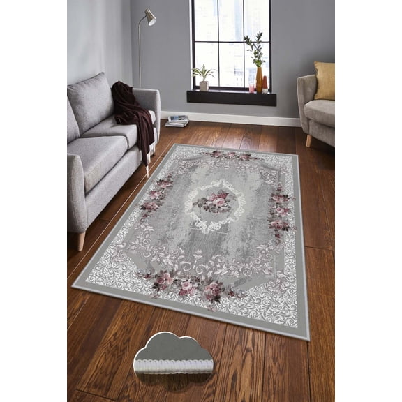 Premium Woven Area Rug, 100% Polyester, 4.6 x 7.2 ft, Antibacterial, Non-Slip PVC Dot Underside, 3D Digital Printing, Machine Washable, Pile Height: 0.3 in, Ideal for Living Room, Bedroom