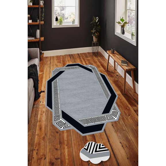 Premium Woven Area Rug, 5.9 x 9.2 Feet | 100% Polyester, 650 g/m | Antibacterial, Non-Slip PVC Dot Underside, 0.3 in Pile Height | Machine Washable, 3D Digital Printing |