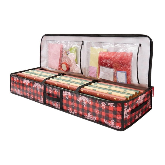 Premium Wrapping Paper Organizer Storage | Gift Wrap Holder With Extra Pockets for Christmas Decorations, Heavy Duty, Ultra-Durable