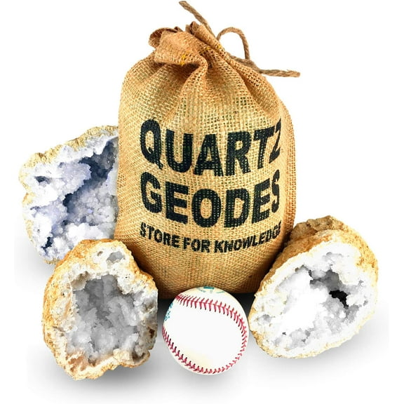 Premium X-Large 4" to 5" Moroccan Quartz Crystals Break Your own Geodes Gift Bag - 3 Pack