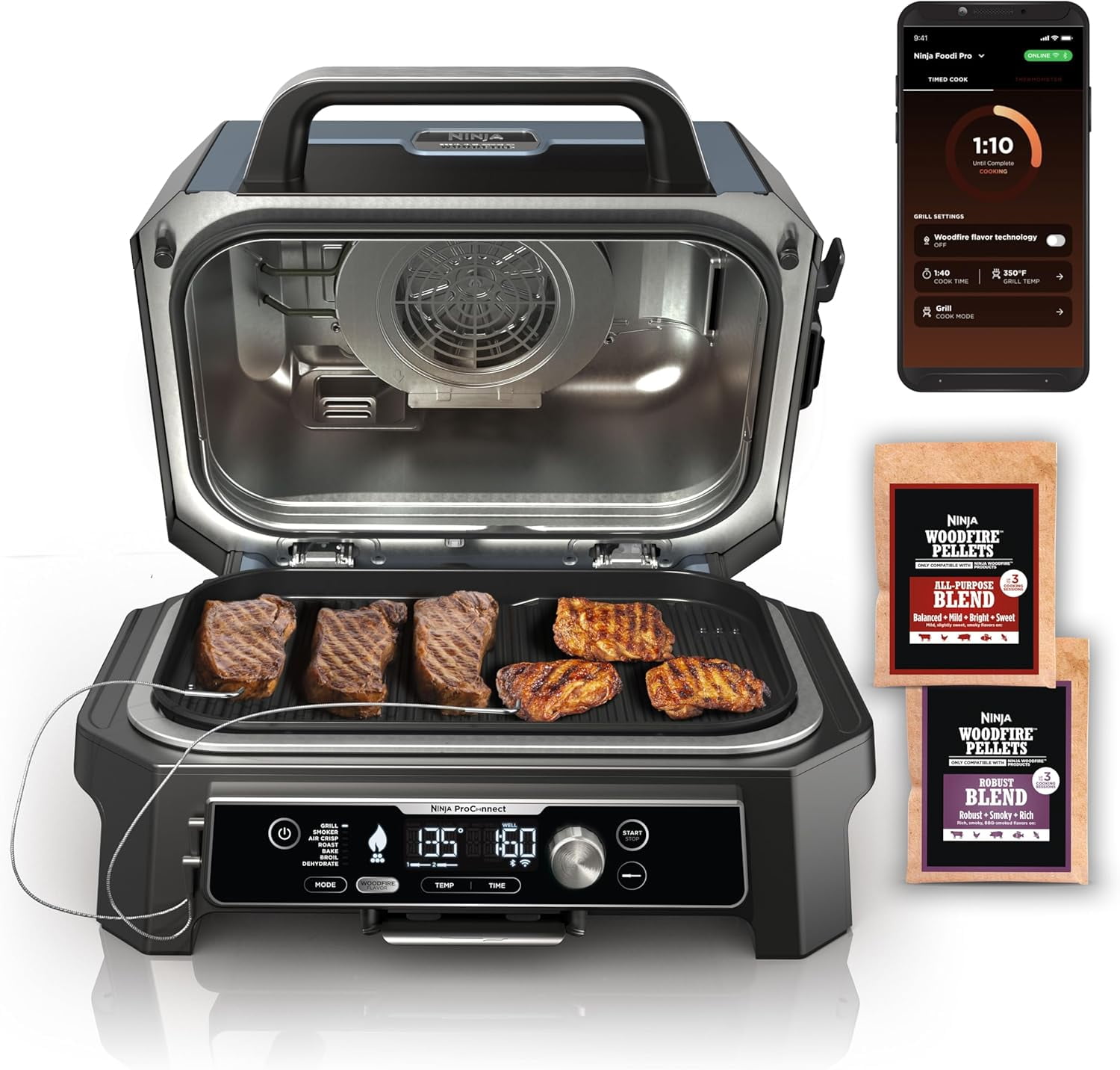 Premium XL Outdoor Grill & Smoker, Bluetooth, App Enabled, 7in1