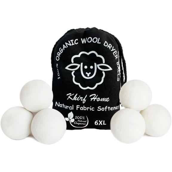 Premium XL Wool Dryer Balls 6-Pack | 100% Organic New Zealand Wool, Handcrafted, Reusable for 1,000+ Loads | Eco-Friendly Fabric Softener, Wrinkle & Static Reduction, Faster Drying
