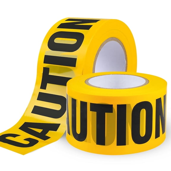 Premium Yellow Caution Tape 2 Rolls, 3 Inch x 1000FT Bright Hazard Highly Visible Barricade Tape,for Danger Zones/Sporting Events, Construction Tape for Crime Scenes/Halloween Decor