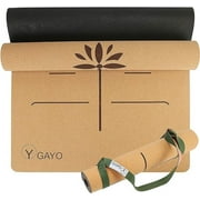 Premium Yoga Cork Mat | 5mm Thick Natural Tree Rubber Base and Bigger Mat for Extra Support, Alignment lines for Guidance | Non-Slip, Natural & Eco-friendly, Your Ultimate Eco-Friendly Yoga Companion