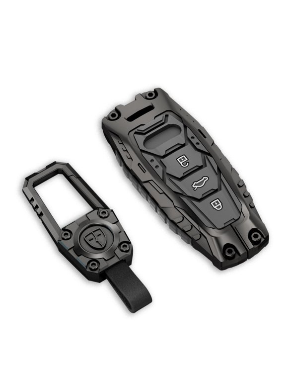 Premium Zinc Alloy Full-Protection Key Fob Cover with Keychain for Audi A3 A6 A7 A8 A8L Q7 Q8 RS6 RS7 S3 S6 S7 SQ7 SQ8 E-Tron Smart Keyless Remote