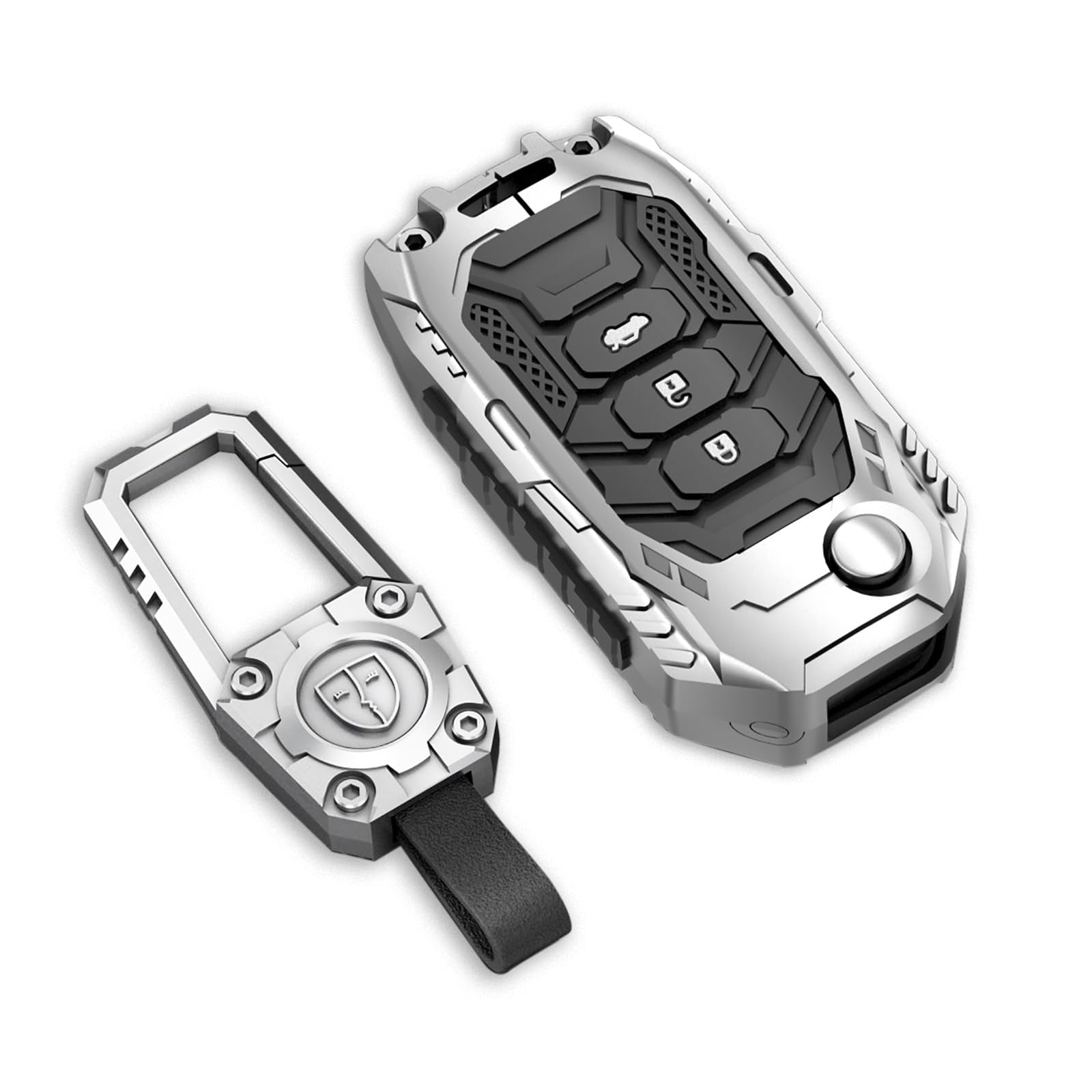 Premium Zinc Alloy Full-Protection Key Fob Cover with Keychain for Honda Smart Key Remote Shell Key Case Holder Protector Metal Keychain