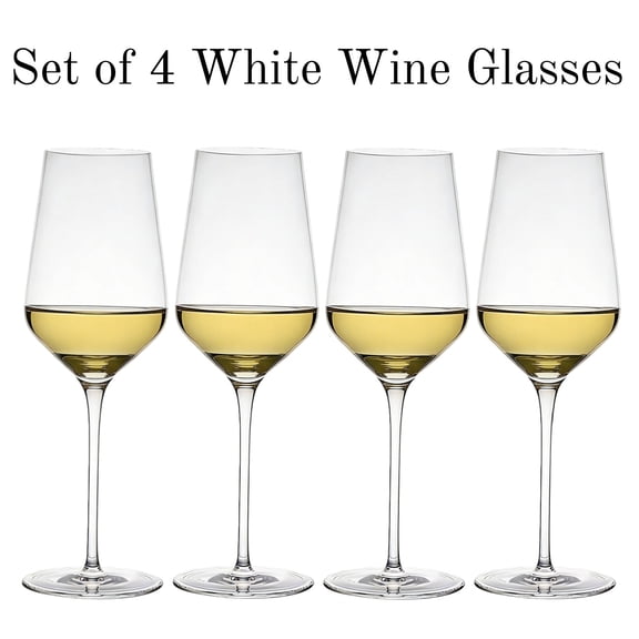 Premium crystal 4 wine glasses hand blown 450ml/15 oz thin rim long stem Perfect for Red or White