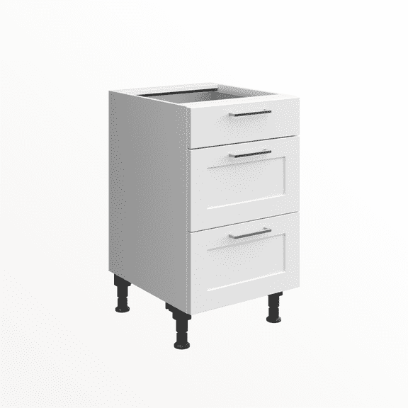Premium, fully-assembled German white shaker cabinet 19.6"(50cm) 1 drawer, 2 deep drawers