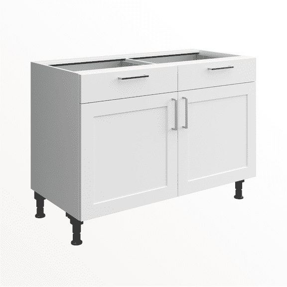 Premium, fully-assembled German white shaker cabinet 47.2" (120cm) 2 drawer, 2 doors