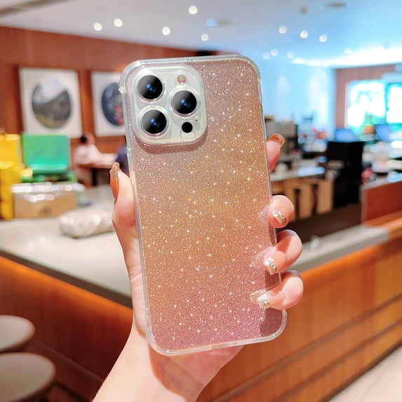Premium for iPhone 14 Pro Max Glitter Case - Slim Lightweight Clear Design with Sparkly Shiny Bling Paper, Anti-Drop Shockproof Protection Gradient Phone Cover for iPhone 14 Pro Max, Pink