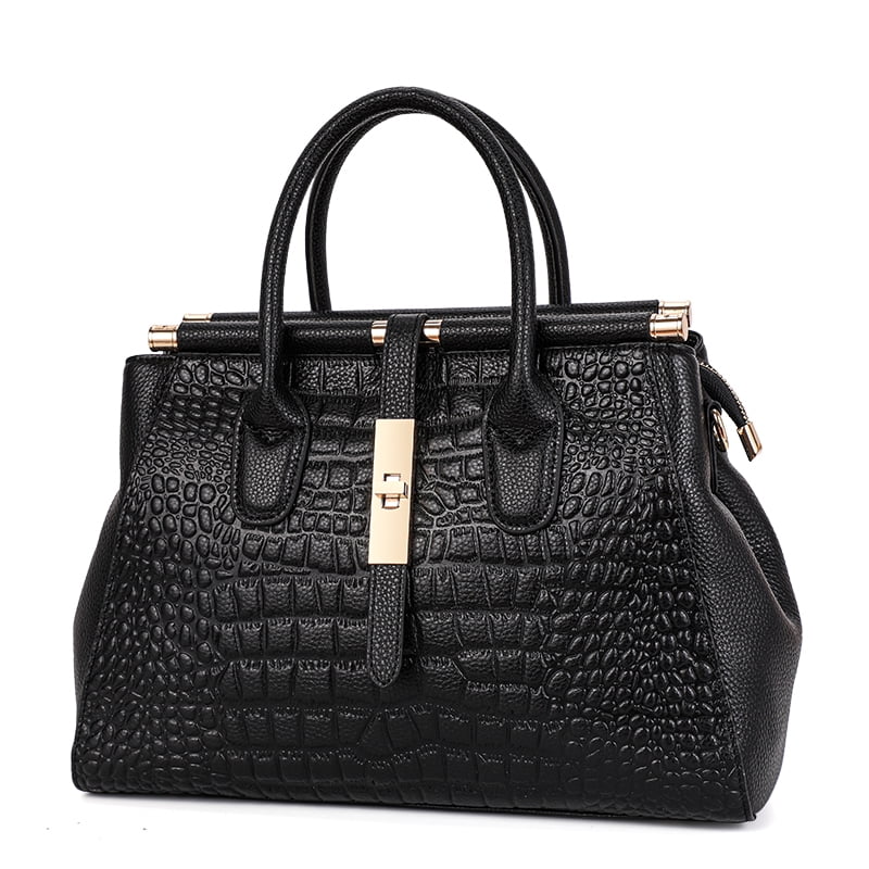 Premium luxury crocodile-print women's bag leather tote bag, large capacity top cowhide one-shoulder cross-body bag