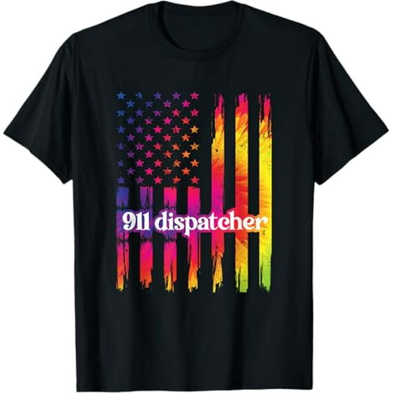 Premium model-Unisex-100% cotton-911 Dispatcher US Flag Emergency Dispatcher T-Shirt
