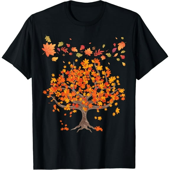Premium model-Unisex-100% cotton-Autumn Tree Leaves Nature Forest Fall T-Shirt