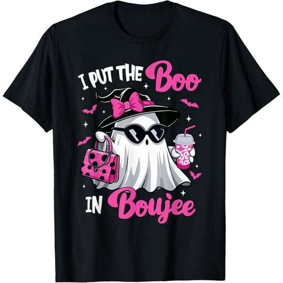 Premium model-Unisex-100% cotton-Boujee Boo Jee Spooky Ghost Pink Halloween Pumpkin Costumes T-Shirt