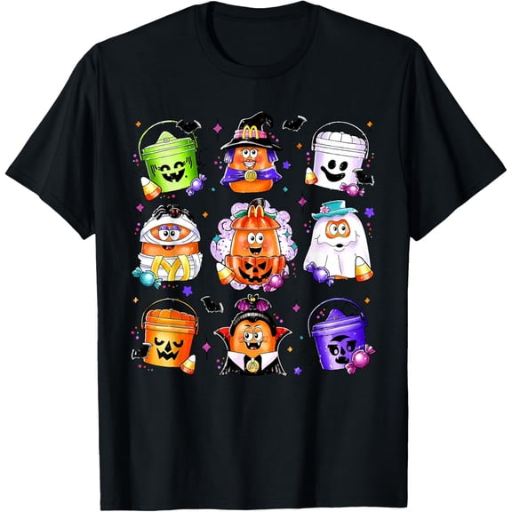 Premium model-Unisex-100% cotton-Chicken Nuggets Pumpkin Halloween 90's Vintage T-Shirt