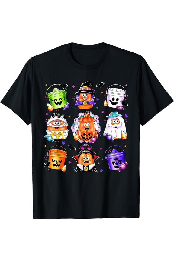 Premium model-Unisex-100% cotton-Chicken Nuggets Pumpkin Halloween 90's Vintage T-Shirt