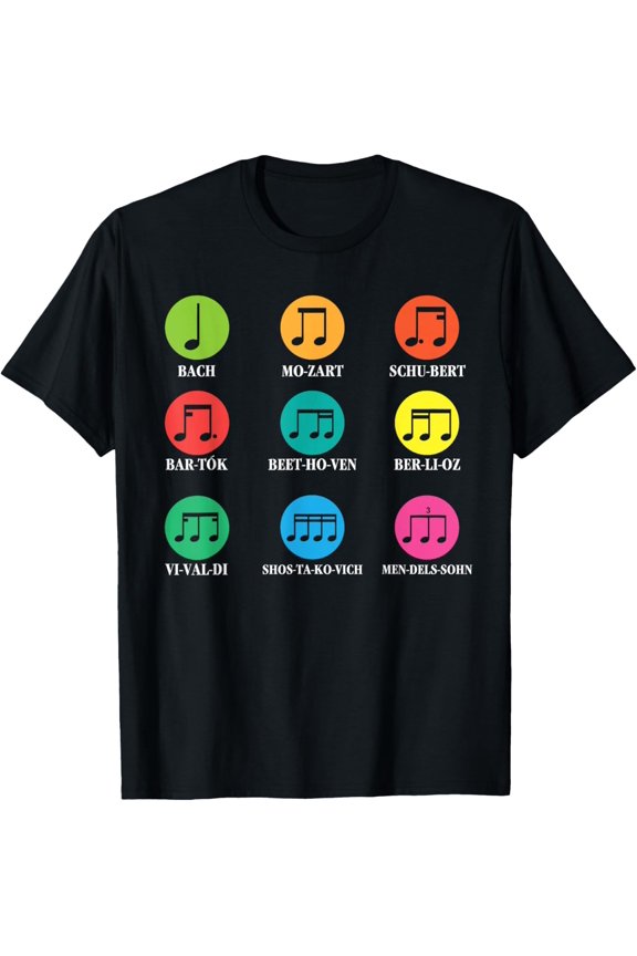 Premium model-Unisex-100% cotton-Classic Composers Classical Music Musical Notes T-Shirt