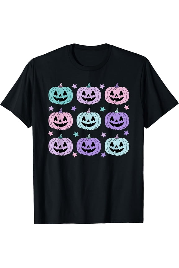 Premium model-Unisex-100% cotton-Colors Pumpkin Faces Halloween for Women & Men T-Shirt