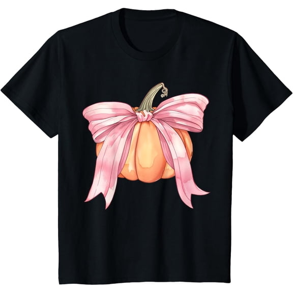 Premium model-Unisex-100% cotton-Coquette Autumn Pumpkin Pink Bow Girly Halloween Fall Women T-Shirt