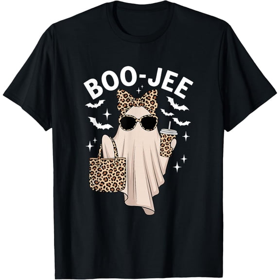 Premium model-Unisex-100% cotton-Coquette Leopard Ghost Coffee Boo-JEE Halloween Boujee Ghost T-Shirt