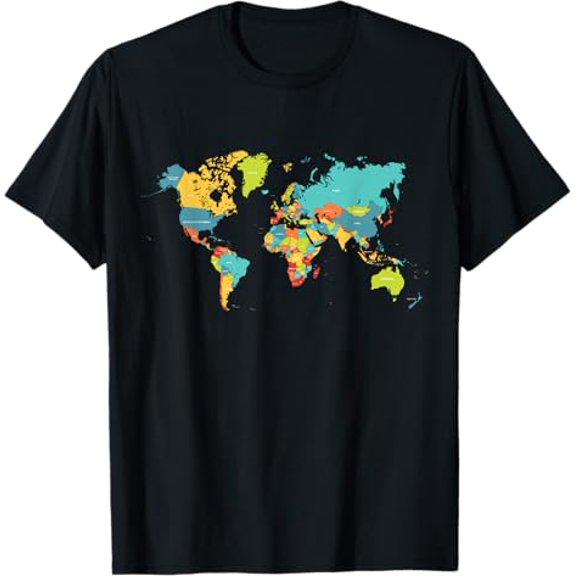 Premium model-Unisex-100% cotton-Countries of the World, Geographic World Map T-Shirt