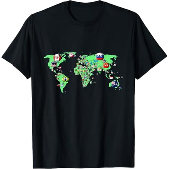 Premium model-Unisex-100% cotton-Countryballs world map T-Shirt