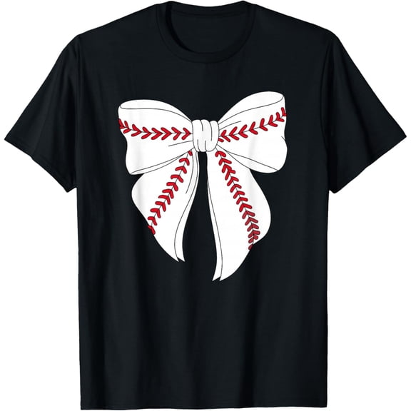 Premium model-Unisex-100% cotton-Cute Baseball Coquette Bow For Women Girls Baseball Mom Mama T-Shirt