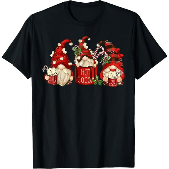 Premium model-Unisex-100% cotton-Cute Retro Chocolate Hot Cocoa Mug Funny Gnomes Christmas T-Shirt