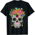 thumbnail image 1 of Premium model-Unisex-100% cotton-Dia De Los Muertos Day Of The Dead Sugar Skull Halloween T-Shirt, 1 of 4