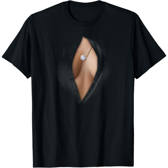 Premium model-Unisex-100% cotton-Fake Boobs T-shirt, Sexy Woman Gag Gift Tee by Zany Brainy T-Shirt