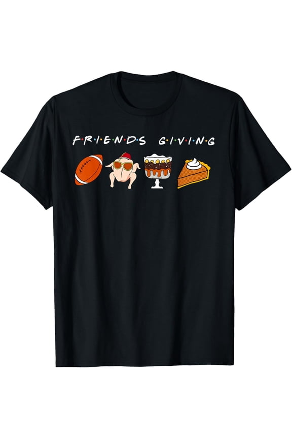 Premium model-Unisex-100% cotton-Friends Giving Turkey Football Pumpkin Thanksgiving Autumn T-Shirt