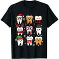 thumbnail image 1 of Premium model-Unisex-100% cotton-Funny Dental Christmas Cute Teeth Costume Dentist Santa Hat T-Shirt, 1 of 4